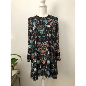 Zara Dark Blue Floral Dress